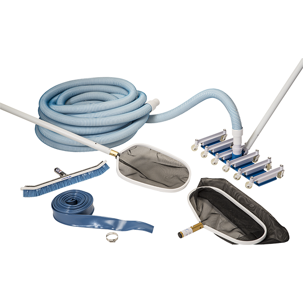Swimming pool maintenance kit includes all the required maintenance accessories for your Recreonics portable vacuum filter.