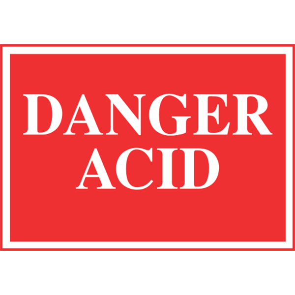 Danger Acid sign is made of thick, durable polyethylene plastic with 3/16" eyelets in each corner for easy installation.