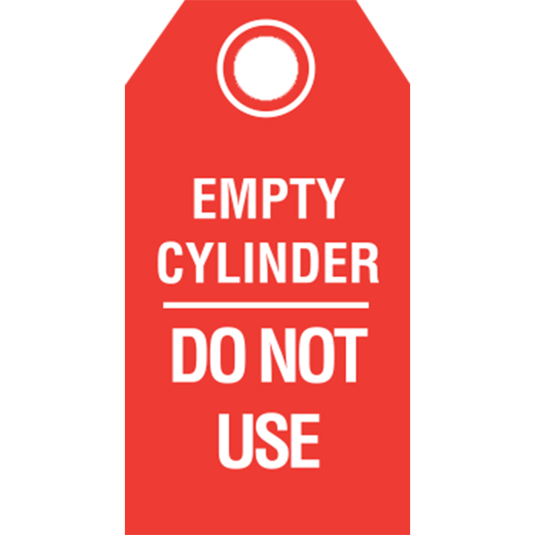Polyethylene plastic Empty Cylinder Do Not Use cylinder tag has a write-on - erasable surface, allowing for dating signatures and handwritten instructions.