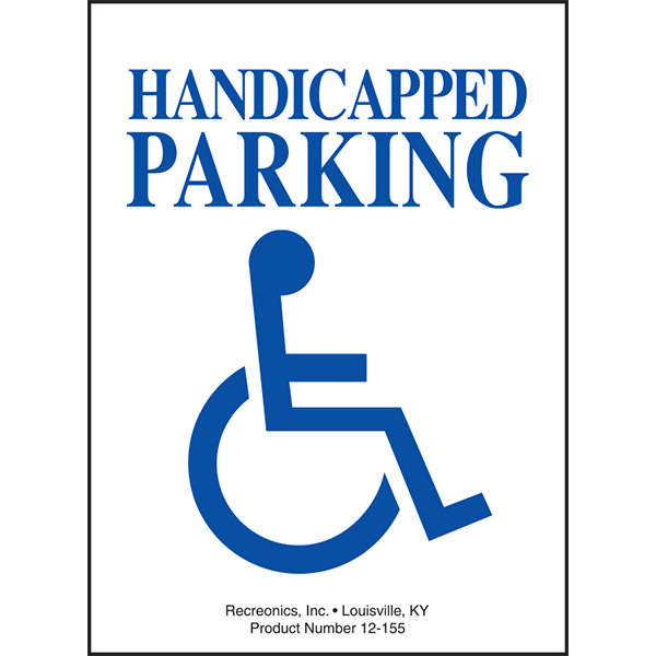 Handicapped Parking Sign is designed for commercial pool facilities and meets the requirements of most state and municipal codes. Weatherproof plastic.
