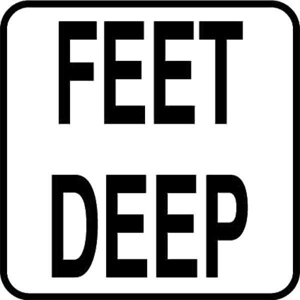 Vinyl Stick-On Swimming Pool Deck Placement "Feet Deep" Message
