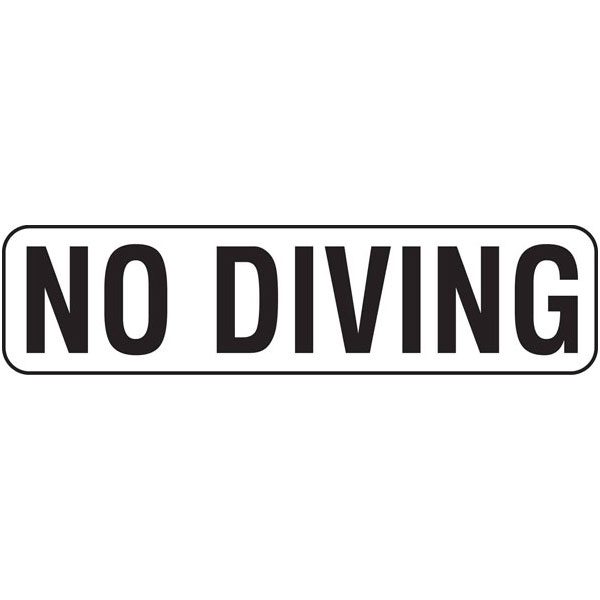 Vinyl Stick-On Swimming Pool Deck Placement "NO DIVING" Message