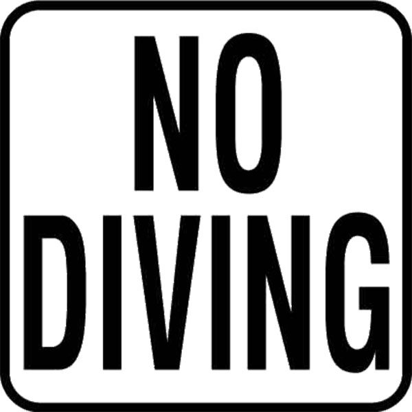 6" x 6" Vinyl Stick-On Swimming Pool Deck Placement "No Diving" Message