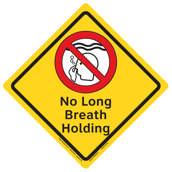 Clarion no long breath holding safety diamond sign is available for indoor or outdoor pools in multiple sizes.