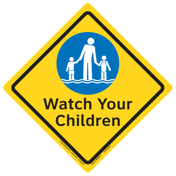 Clarion watch your children safety diamond sign is available for indoor or outdoor pools in multiple sizes.