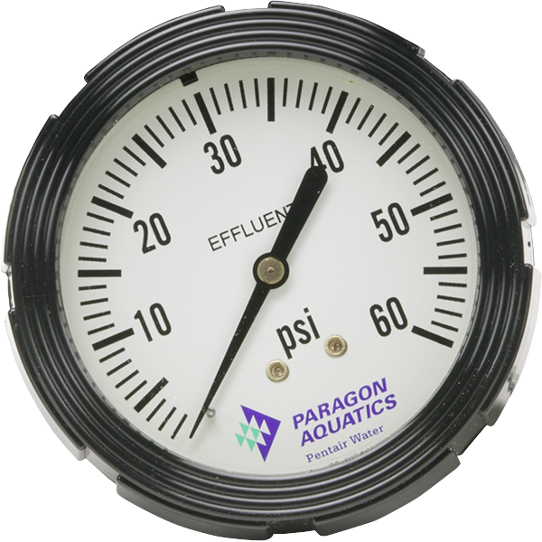 Replacement effluent pressure gauge for Stark commerical pool filters.