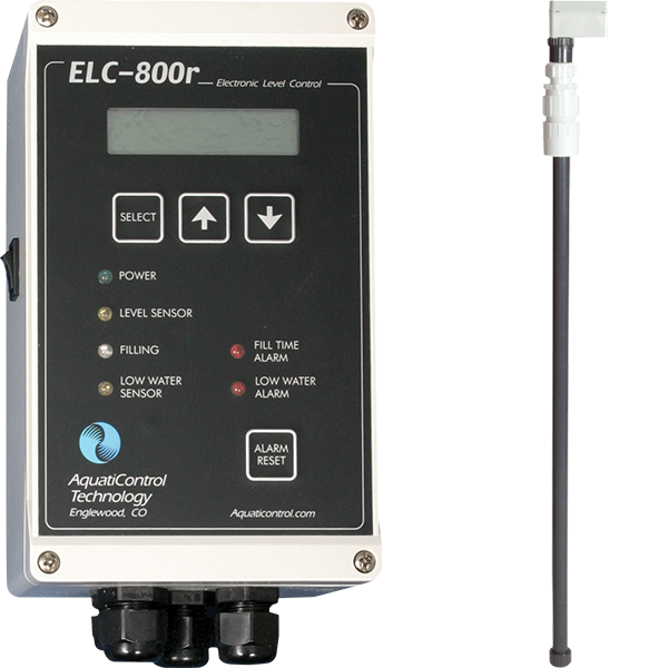 Wet Well ELC-800r Water Level Controllers feature both normal-level sensing and low-level sensing options. Allows sensing in a 2" static well located in the equipment room.