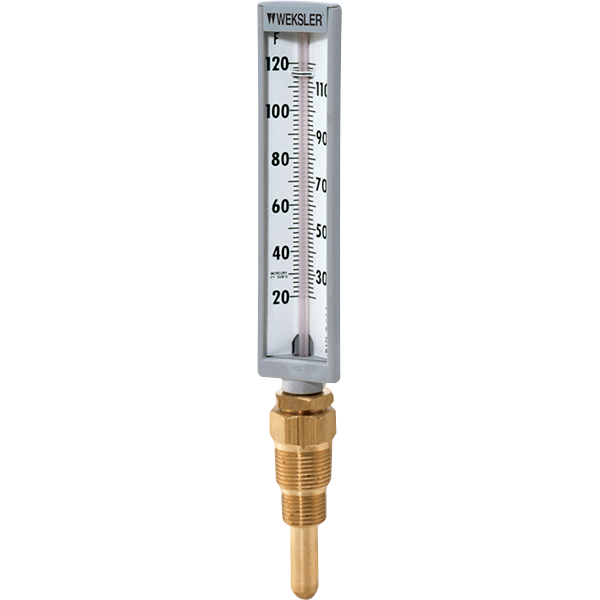 6 1/2" straight swimming pool thermometers with aluminum casing and clear front.
