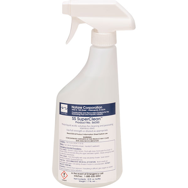 Stainless Steel SuperClean removes light corrosion and is a safe, non-foaming, citric acid based cleaner.
