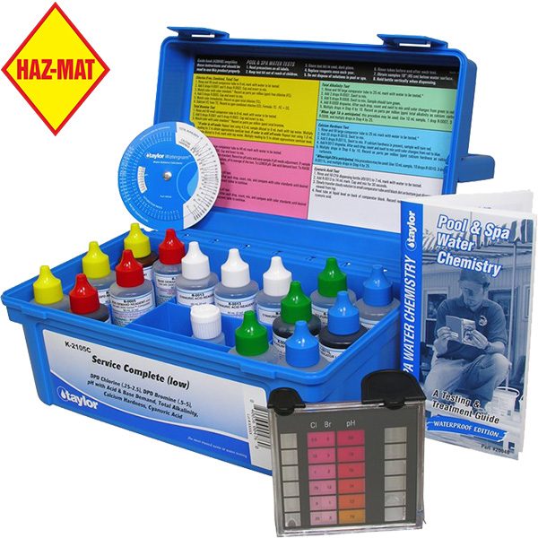 Taylor Service Complete Low Swimming Pool Test Kit K-2105C. This product has a Haz-Mat classification.