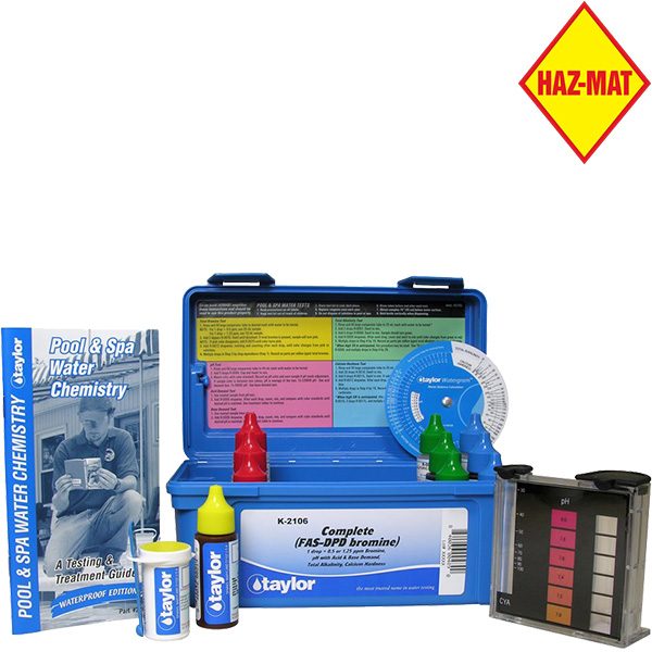 Taylor Complete FAS-DPD Bromine Swimming Pool Test Kit k-2106. This product has a Haz-Mat classification.