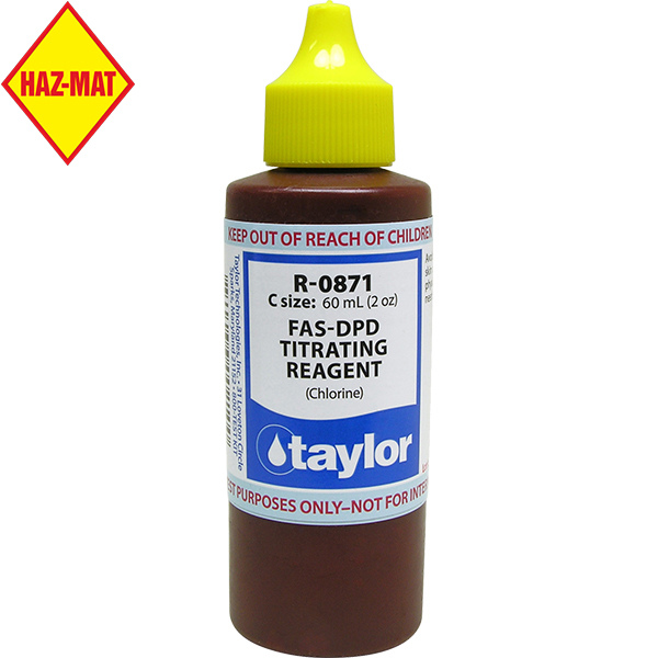Taylor Swimming Pool Replacement FAS-DPD Titrating Test Reagent R-0871-C - 2 oz dropper
