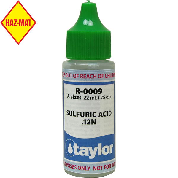 Taylor Swimming Pool Replacement Test Reagent R-0009 Sulfuric Acid - .75 oz. This product has a Haz-Mat classification.