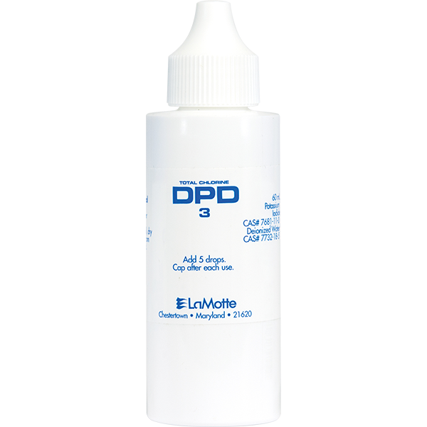 LaMotte Reagent Chlorine DPD 3 - 60 ml is a liquid reagent for swimming pool water testing. LaMotte Replacement Testing Reagent: P-6743-H
