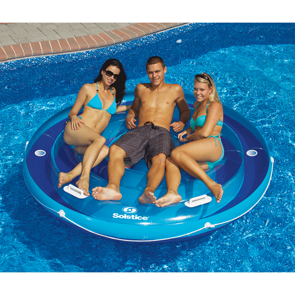 Jumbo Island Inflatable Swimming Pool Float with Vinyl Handles - Grab Line