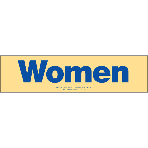 "Women" sign is made of thick, durable polyethylene plastic with 3/16" eyelets in each corner for easy installation. Dimensions: 10" x 3"
