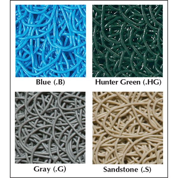 PEM aquatic drainable matting is available in blue, hunter green, grey and sandstone.
