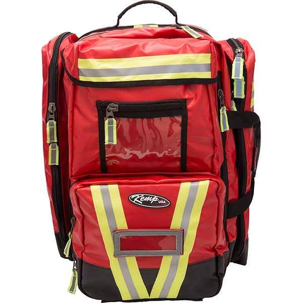 Kemp Large heavy-duty professional EMS trauma backpacks are available in 600 and 1680 denier premium nylon and fluid resistant heavy-duty tarpaulin.