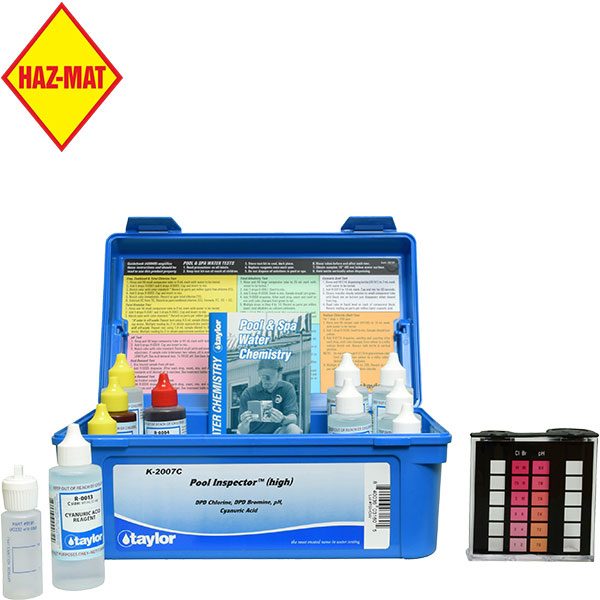 Taylor Technologies DPD High Range Pool Inspector Test Kit 2 oz reagents. This product has a Haz-Mat classification.