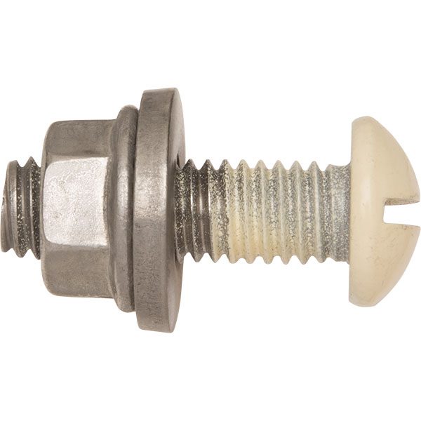 Duraflex replacement 3/8" x 1-14" stainless steel. slotted, round head bolt with washer and nut.