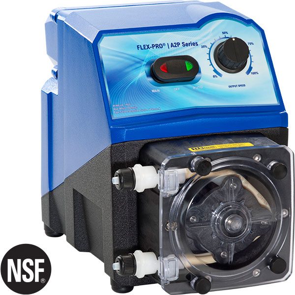 Flex-Pro A2P peristaltic swimming pool chemical metering pumps.