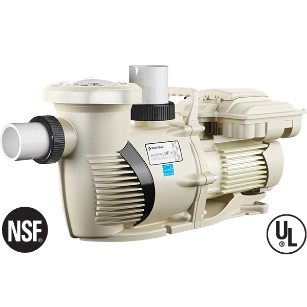 WhisperFloXF VS 5 Hp commercial swimming pool pump runs on either single-phase or three-phase power.
