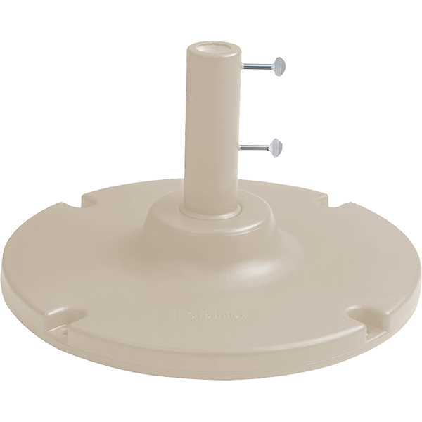 Table umbrella base is designed to hold a table umbrella and includes molded anchor bolt holes.