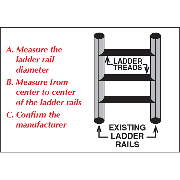 Drawing on how to measure for replacement treads on pool ladders.